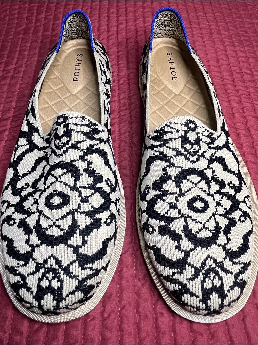 Rothy's The Cruiser Loafer in Espresso Bloom Knit Slip On Flats Size 10 *EUC*
